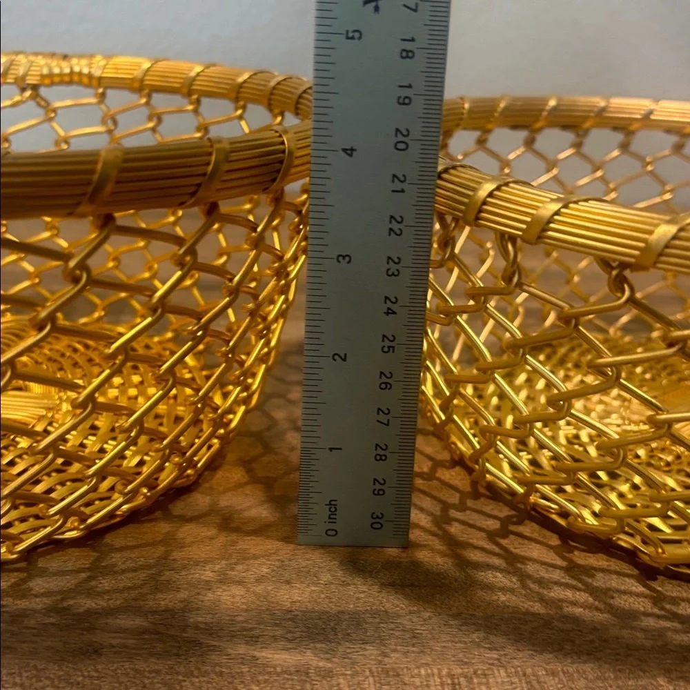 MCM ~ Gold Decorative Woven Metal Bowl Set - Vintage - Picture 4 of 12